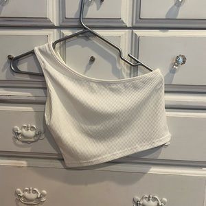White One Shoulder Crop Top